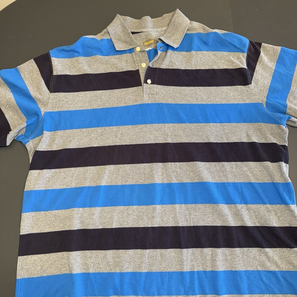The Foundry Supply Co. Polo Shirt Mens 3XLT Gray Striped Short Sleeve Casual Top